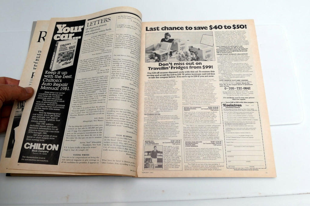 Car & Driver Fuel Economy magazine Feb 1981 Porsche 924 Ford Escort Bonneville