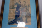 Framed Fashion Print Frank Leslie���s Lady���s Magazine Blue-Yellow 1870's