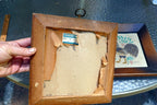 Set of two Rooster On Cloth Wood Framed Turner Co 1970 Home decor picture bird