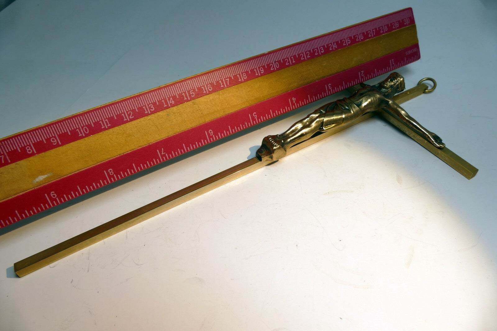 Brass Crucifix Wall Hanging INRI Antique Bronze Jesus Christ on Cross 5"x10"