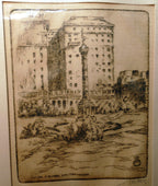 Union square san francisco signed etching 1900's usa limited edition