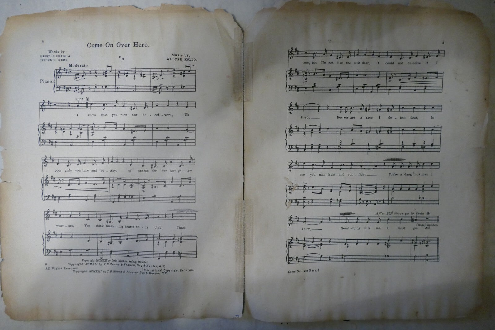 Come On Over Here, 1913, by Jerome Kern and Harry B. Smith, from "The Doll Girl"