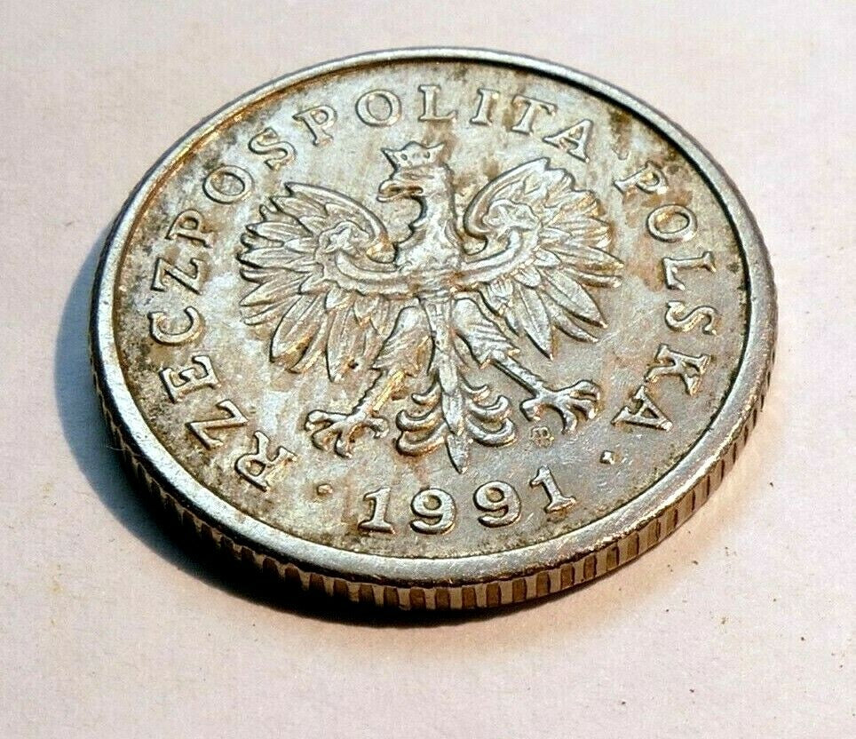 50 groszy coin poland 1991 polska eagle