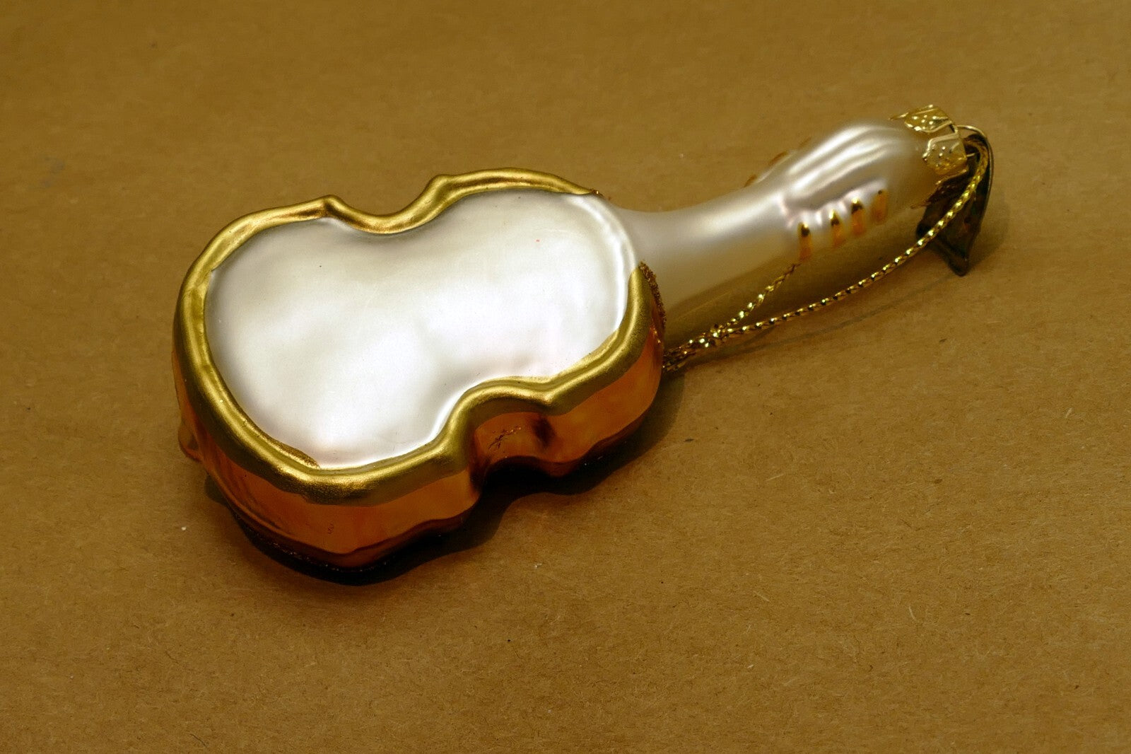 Thomas Pacconi Glass Violin  Christmas Ornament gold music strings  3"