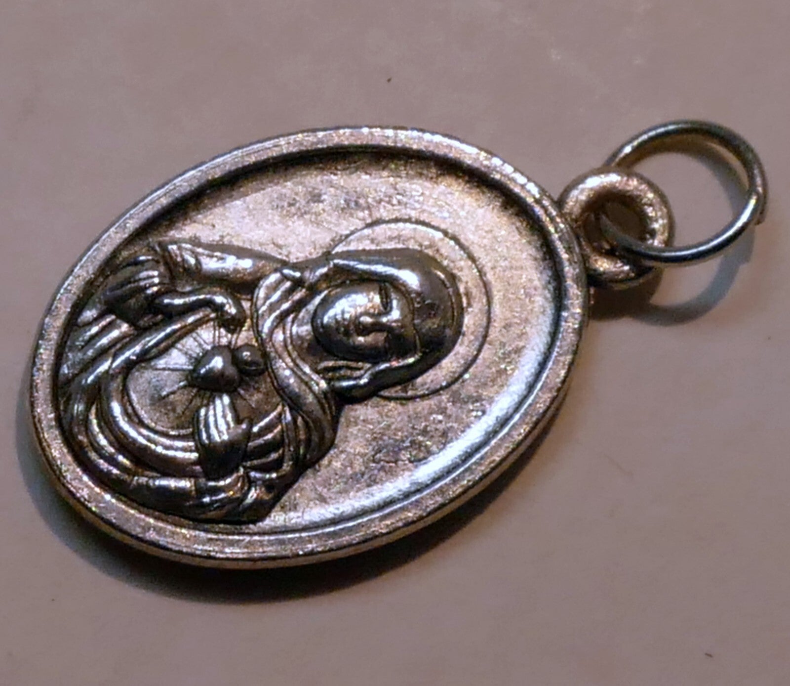 Sacred Heart Jesus w/ Mary Pendant Charm metal vintage