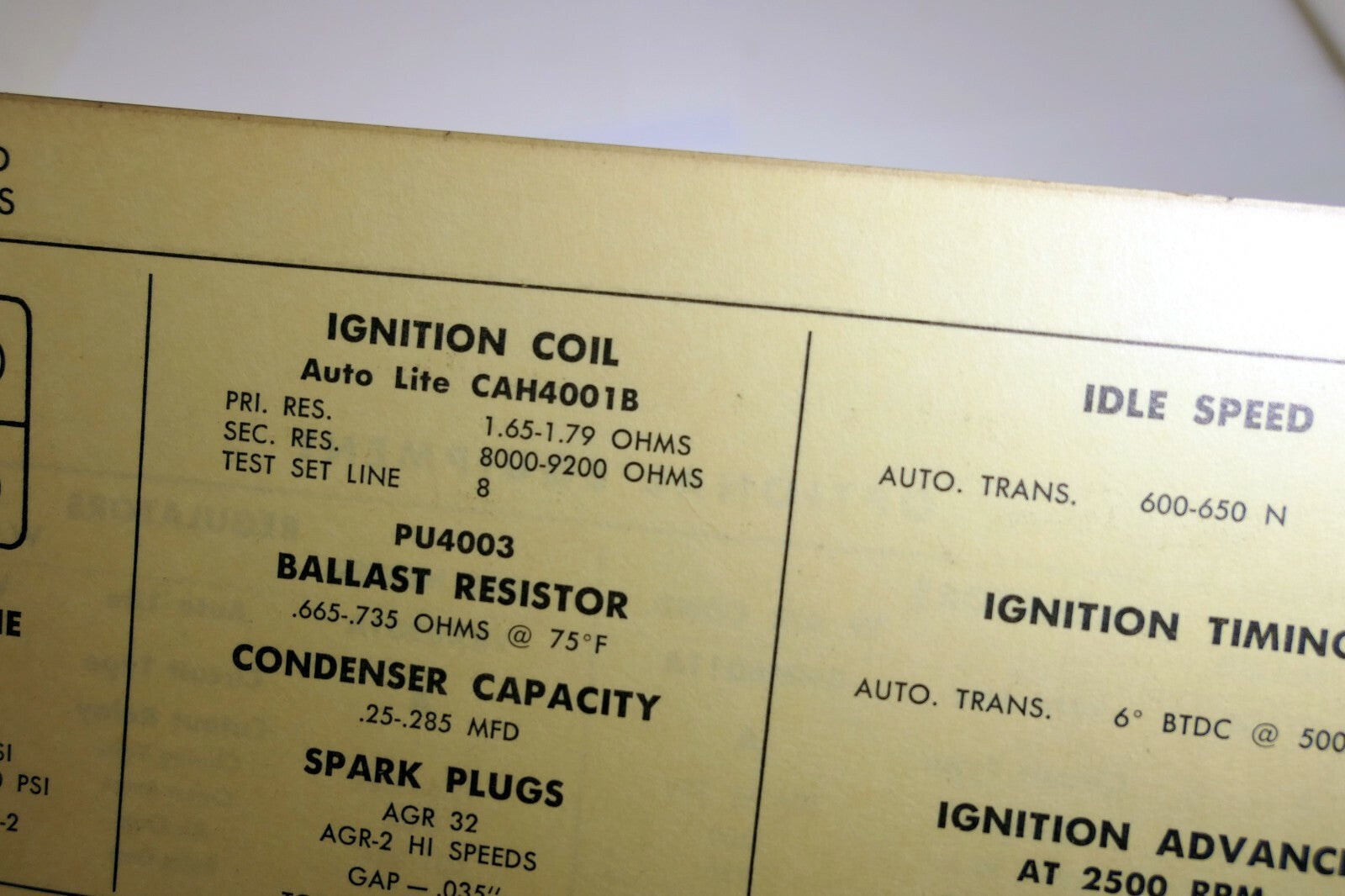 1958 Chrysler 300D LC3-S 392 Sun Electric Car Specs Sheet Chart