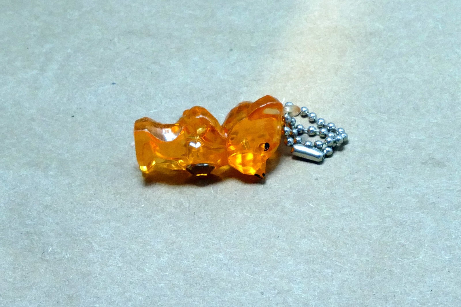 Hard Plastic Pink Bear Yellow/Gold Jewel on Belly Keychain 2"