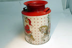 Metal Tin Christmas Round Serving Cookie Jar Container  Santa Carousel GIORDANO