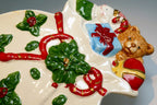 Cookies for santa plate tray teddy bear christmas toys bow holly 8"