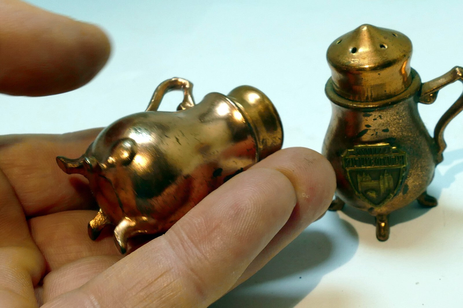 Copper Salt & Pepper Shaker Souvenir Of Salt Lake Temple City Utah USA