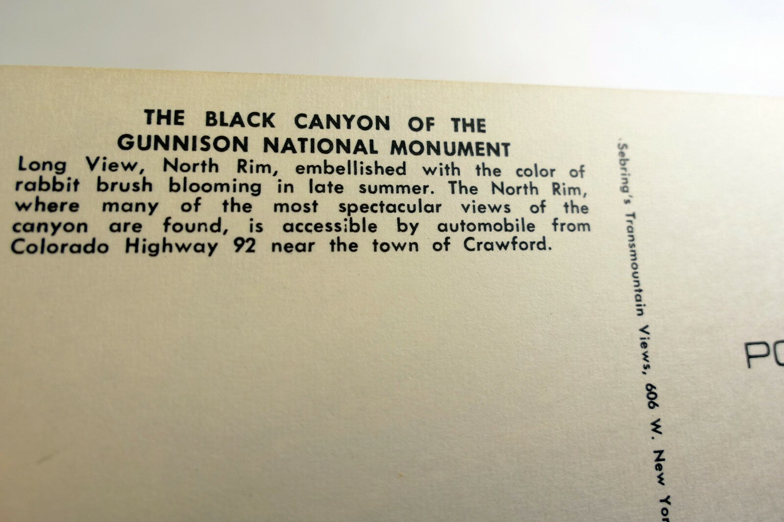 Black Canyon Gunnison National Monument Postcards Colorado 1970's vintage USA