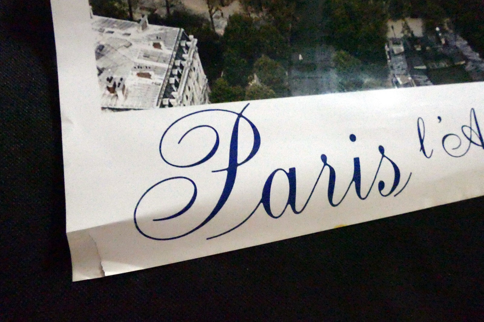 Paris France Arc de Triomphe Poster Print Aerial View Photo 1970's 21X28"