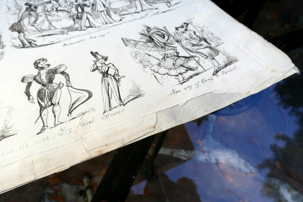Old WAY'S & NEW WAY'S No 1 HENRY HEATH CARICATURE PRINT 1840 Victorian