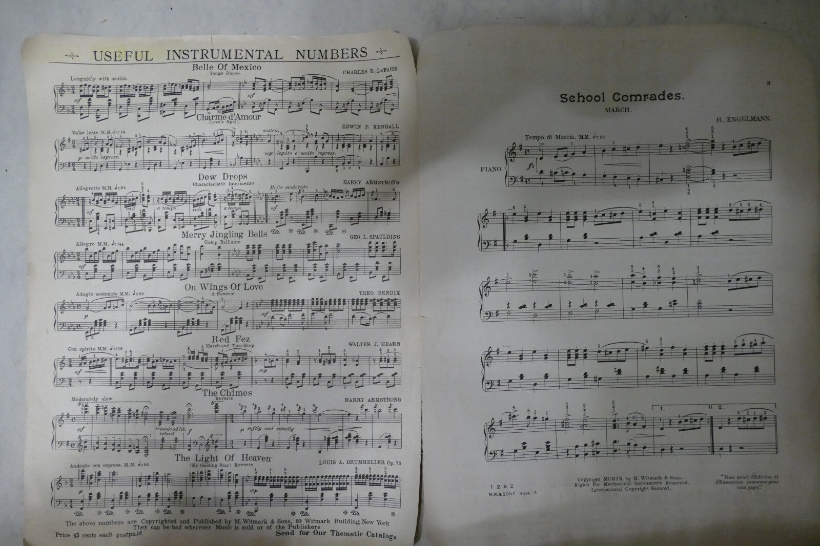 School Comrades March, 1909, by H. Engelmann, M. Witmark and Sons