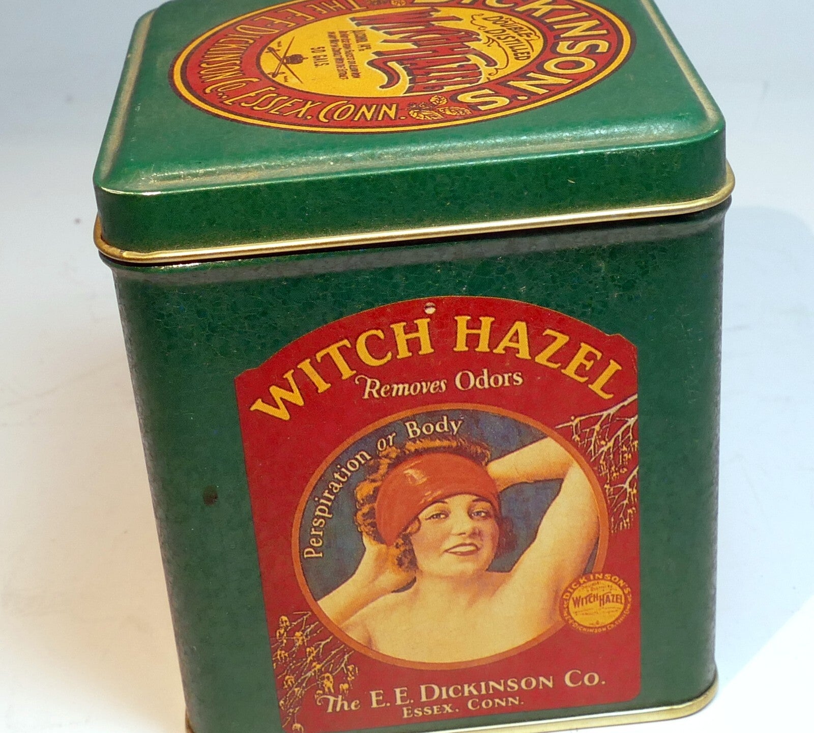 Dickinson's double distilled witch hazel collectible tin rectangle 4"