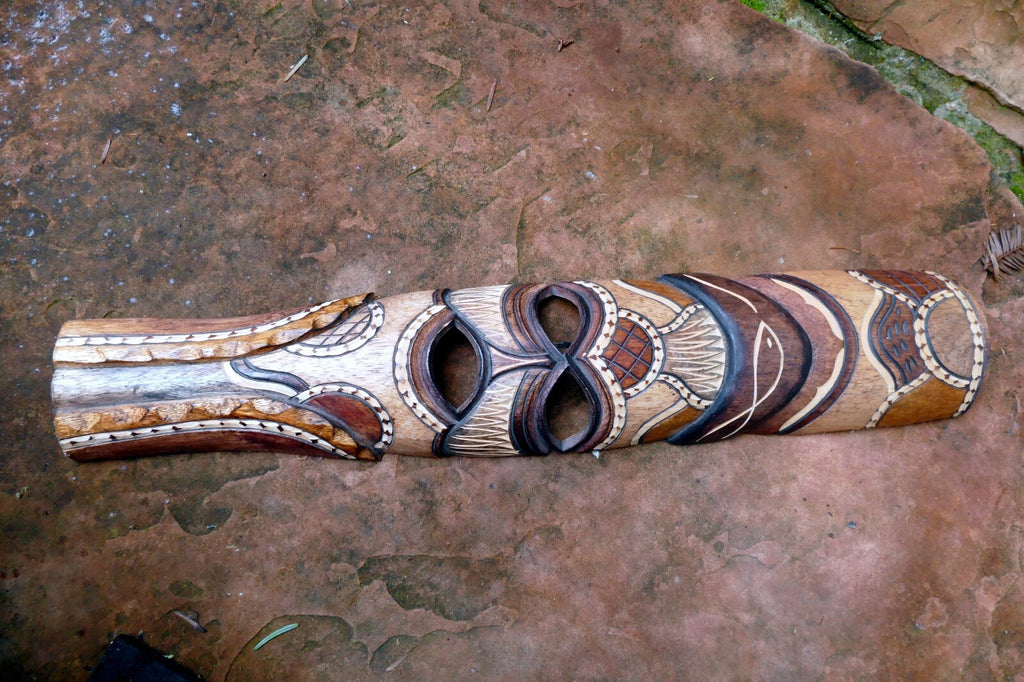 African Tribal Mask Hand Carved 20" Tall multi-tone Ceremonial