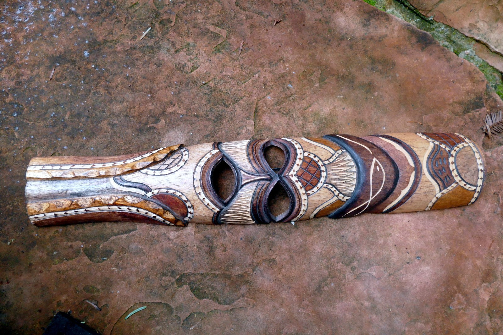 African Tribal Mask Hand Carved 20" Tall multi-tone Ceremonial