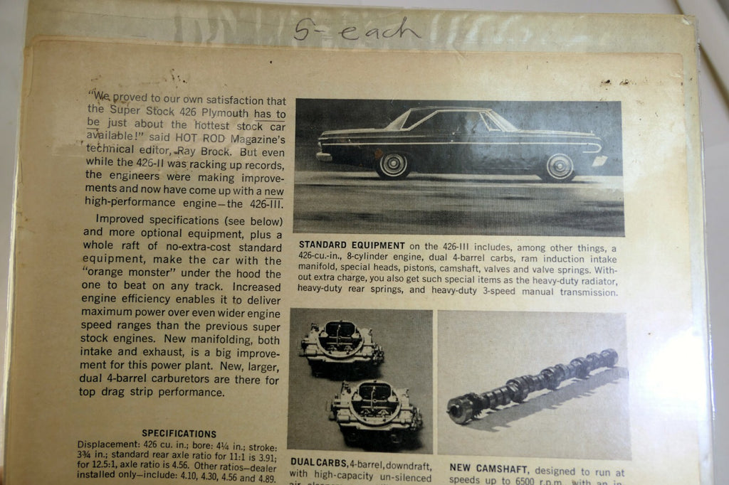 Get up and go 426-III V8 Plymouth Magazine clipping advertisement Ad