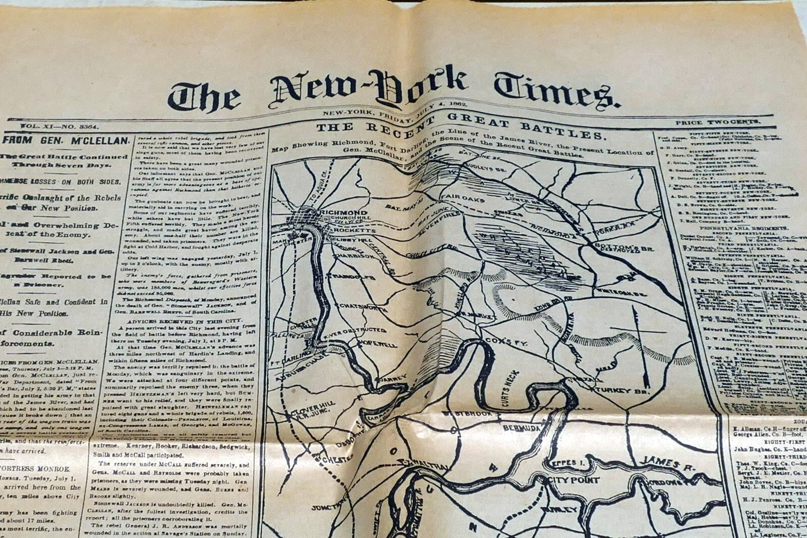 New York Times July 4 Reprint Civil War in Richmond 1862, Decree of Emancipation
