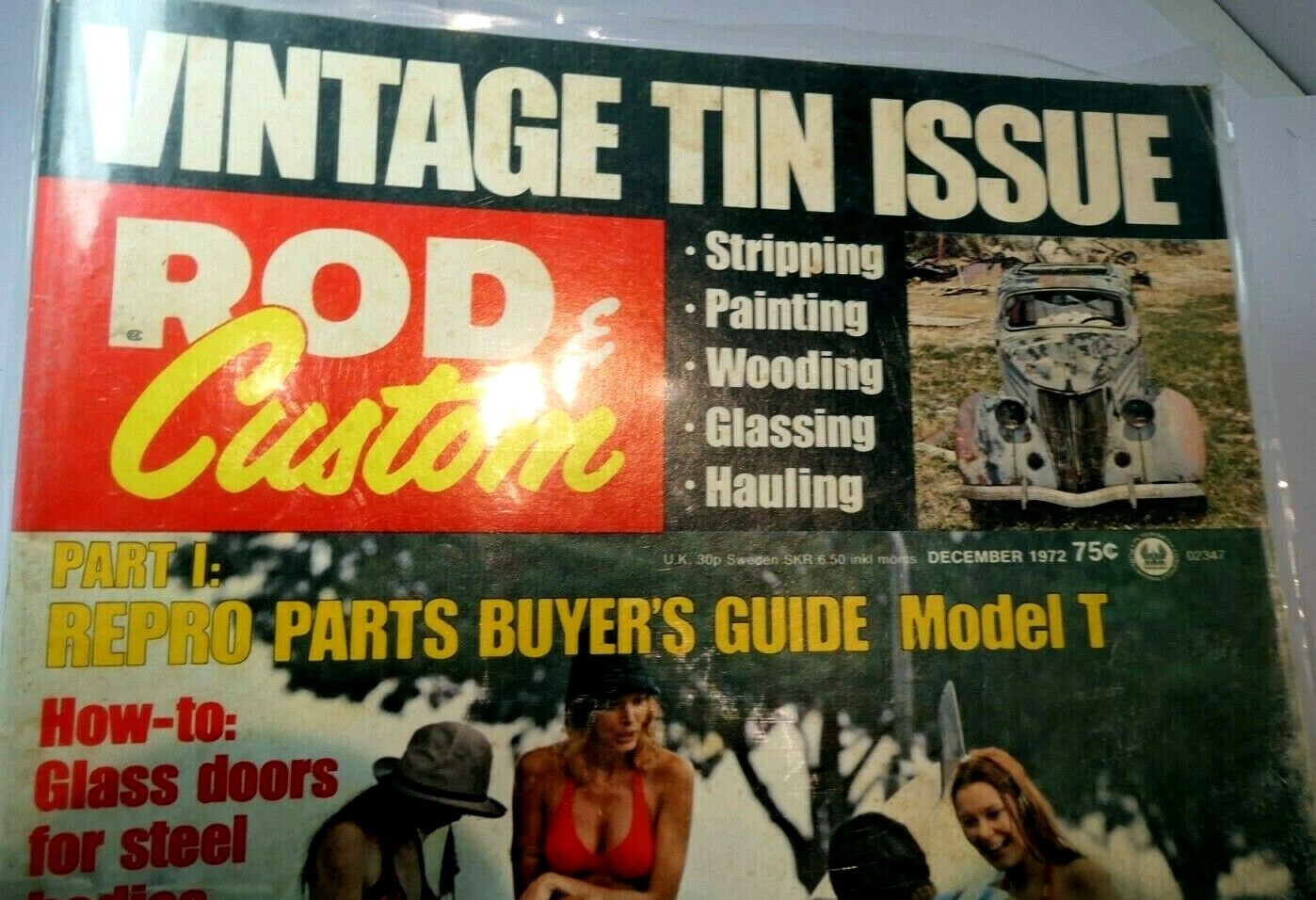 Rod & custom magazine december 1972 vintage tin issue stripping painting glassin