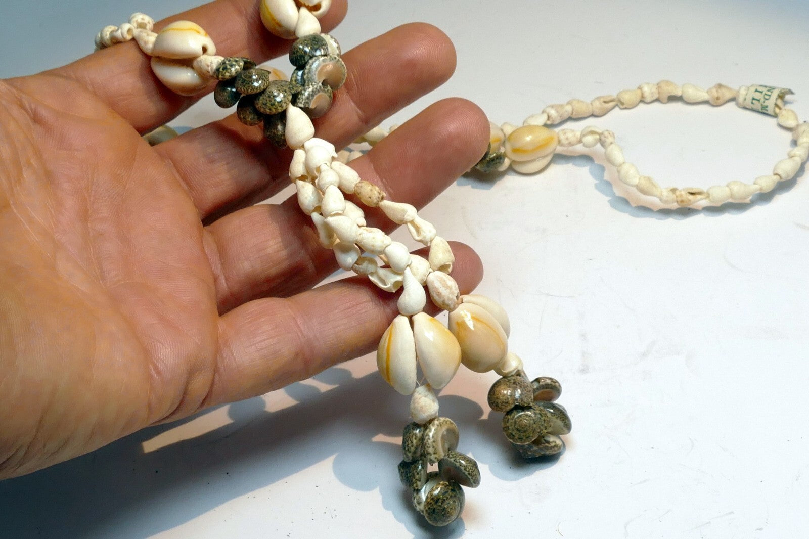 Cowrie Shell 15" Necklace Lei Jewelry Boho Surfer yellow-gray glossy Philippines