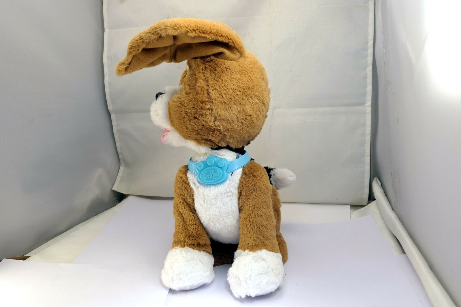 Hasbro Fur Real Friends   Brown White Dog  Barks 10" Large