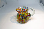 PITCHER LIGHT BLU Yellow GLASS MIX COLORS GLASS Creamer Murano Italy