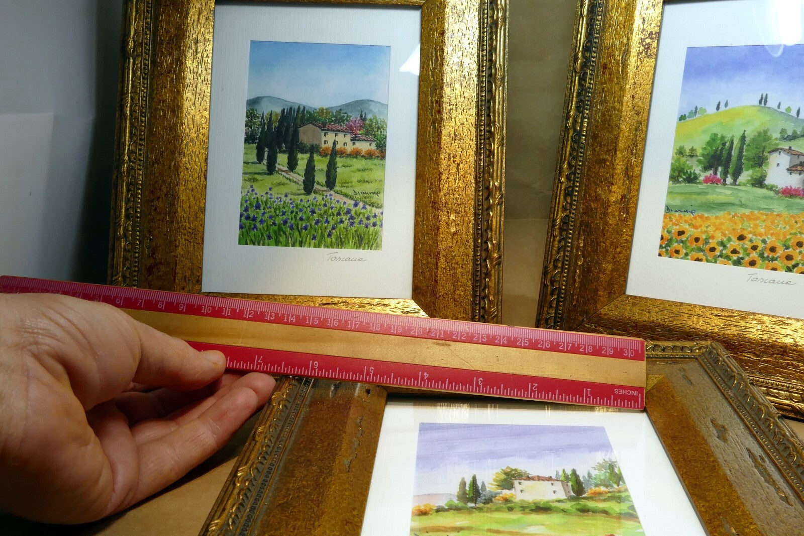 Pack of 3 Italy Tuscany style prints Framed signed Dianne lot of three