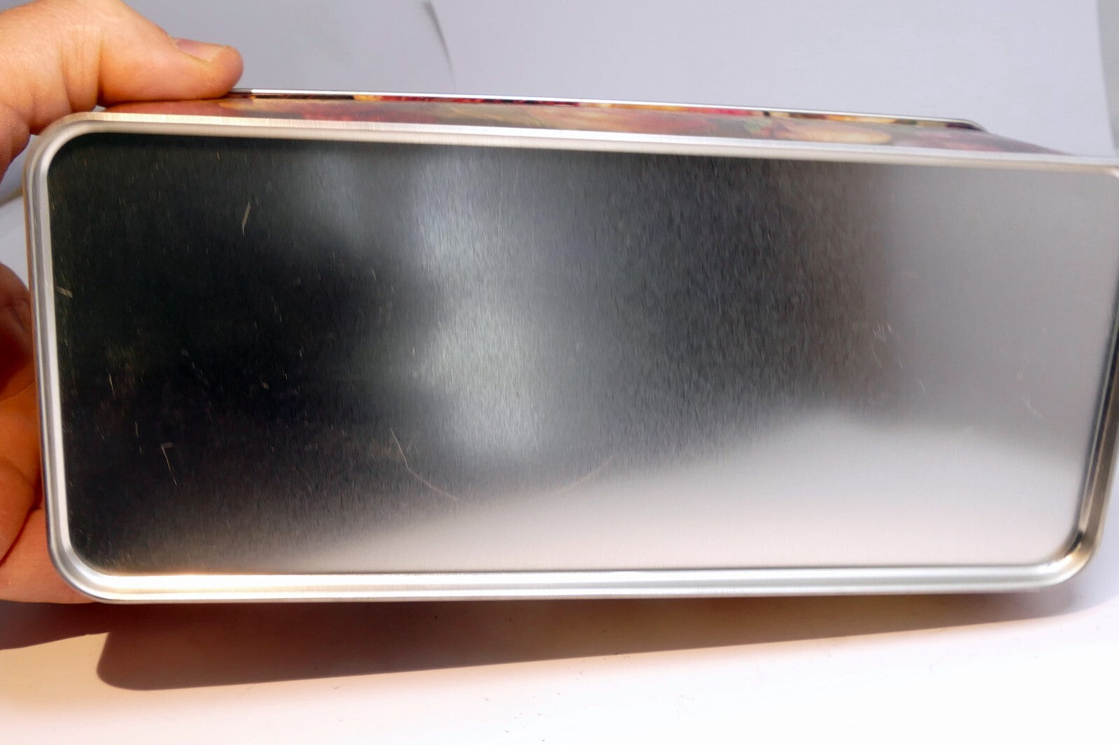 rectangle Tin Metal with grapes fruit plums strawberries