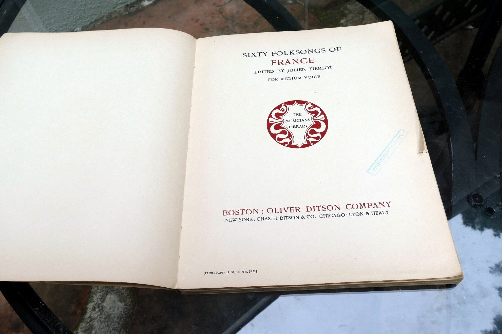 Sixty France Folk-Songs sheet music edited J. Tiersot  1915 Boston USA