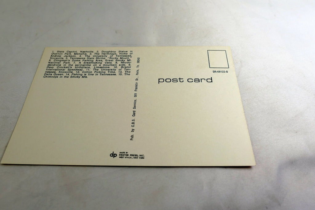 Greetings from Nashville Memphis Tennessee Americana Post Card 1960's vintage US