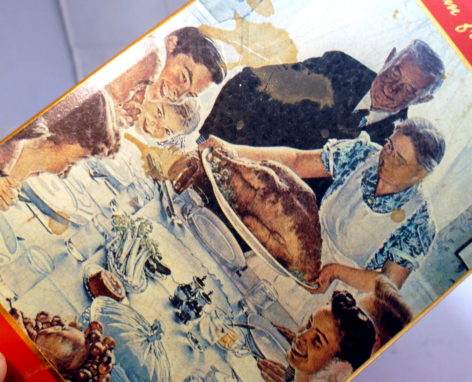 Norman rockwell tin empty container family dinner thanksgiving freedom from want