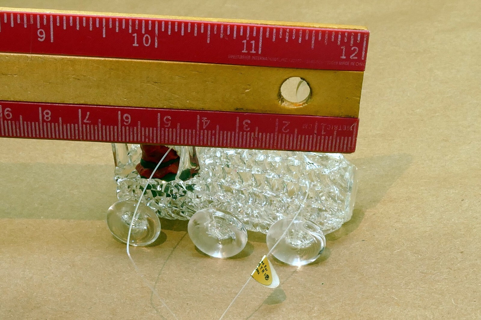 Spun Glass Crystal Christmas Ornament  Santa Claus driving engine train