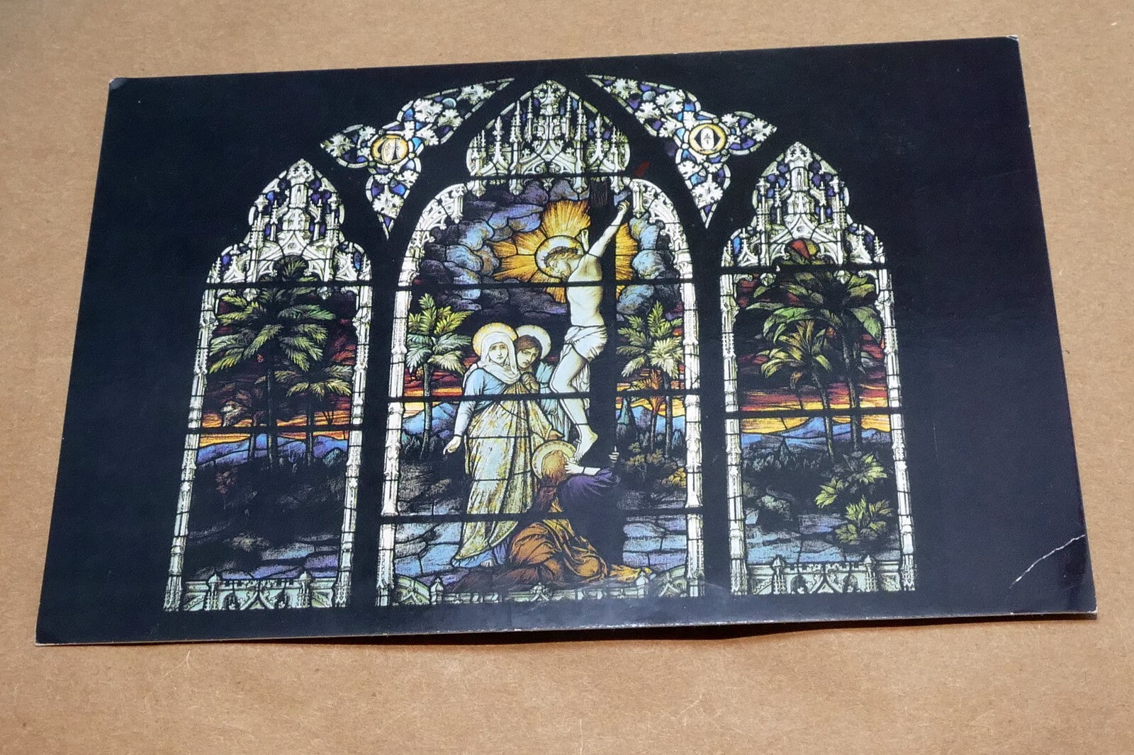 Crucifixion Window Chapel Devine Love Mercy Center Postcard Unposted