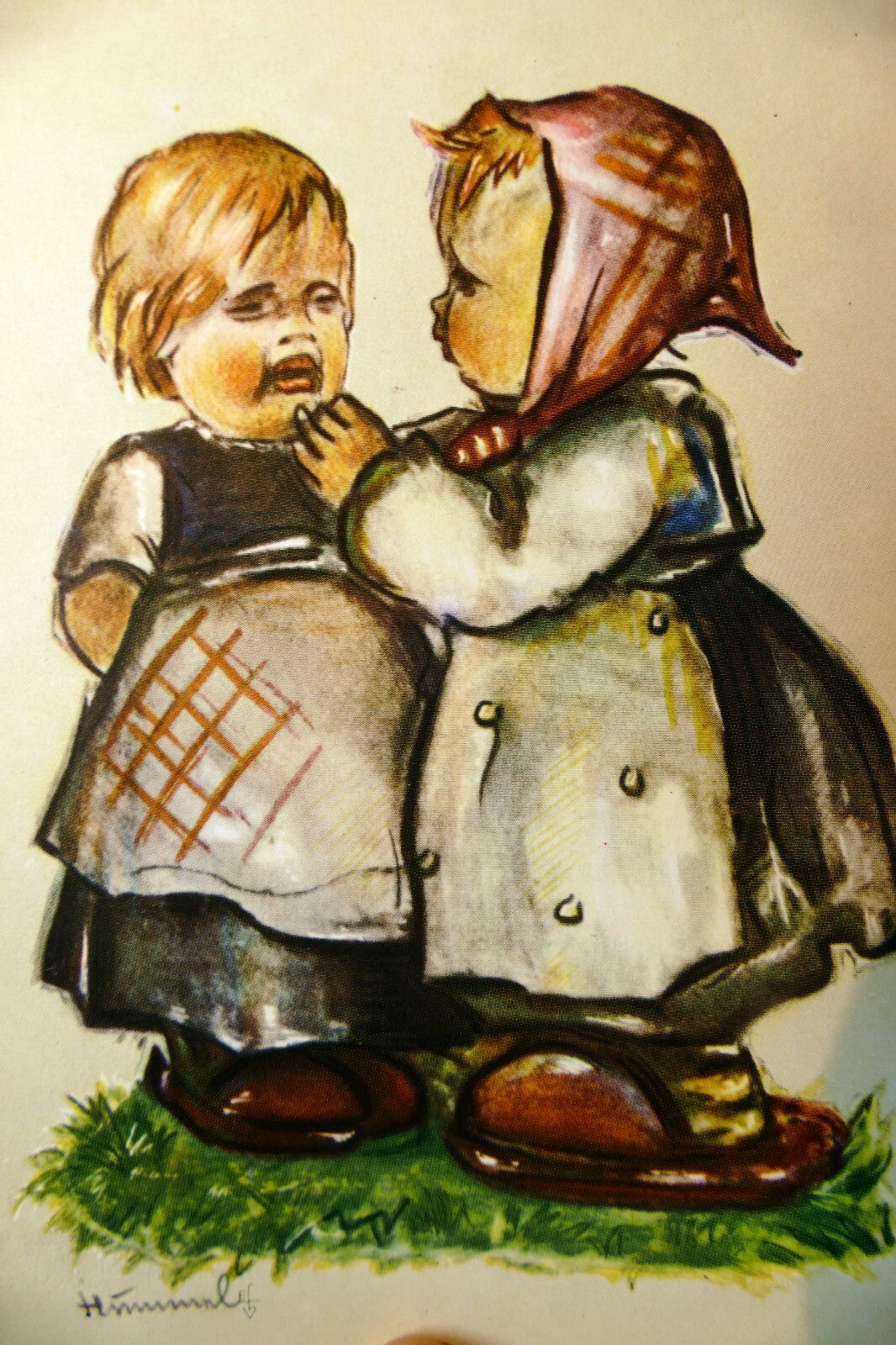Hummel what are you hollering about? postcard w. germany art   unposted   mint