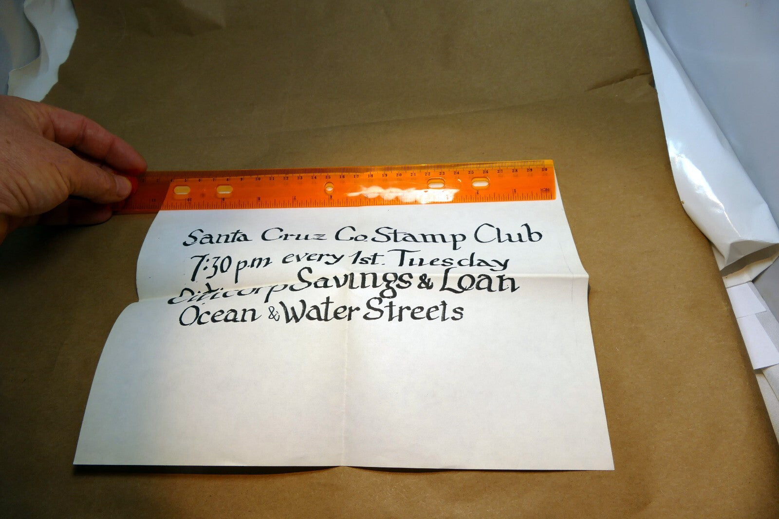 Santa Cruz Stamp Club Sign advertisement Add