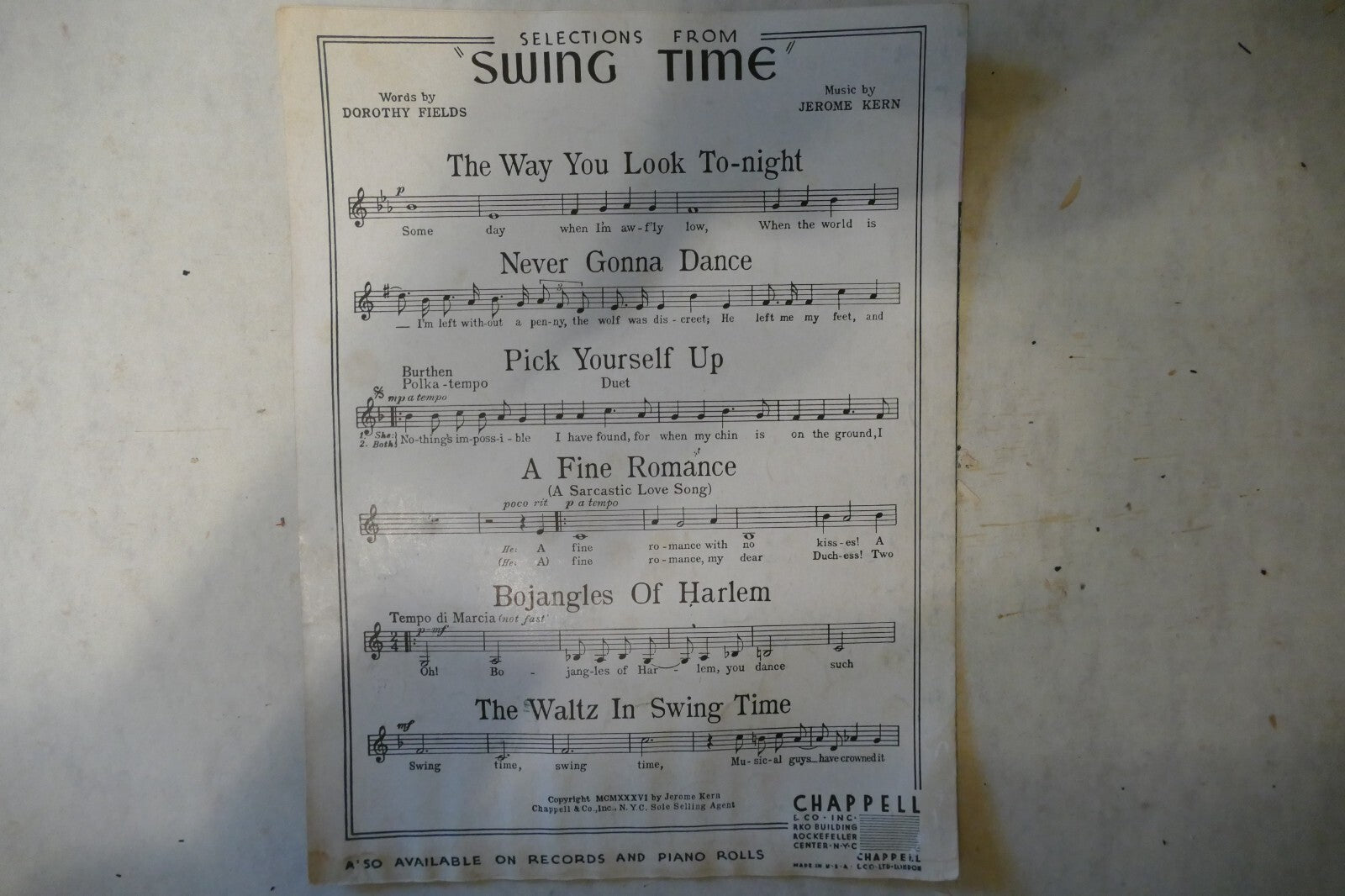 Our Song, 1938, from "When You're In Love" musical, Jerome Kern, Dorothy Fields