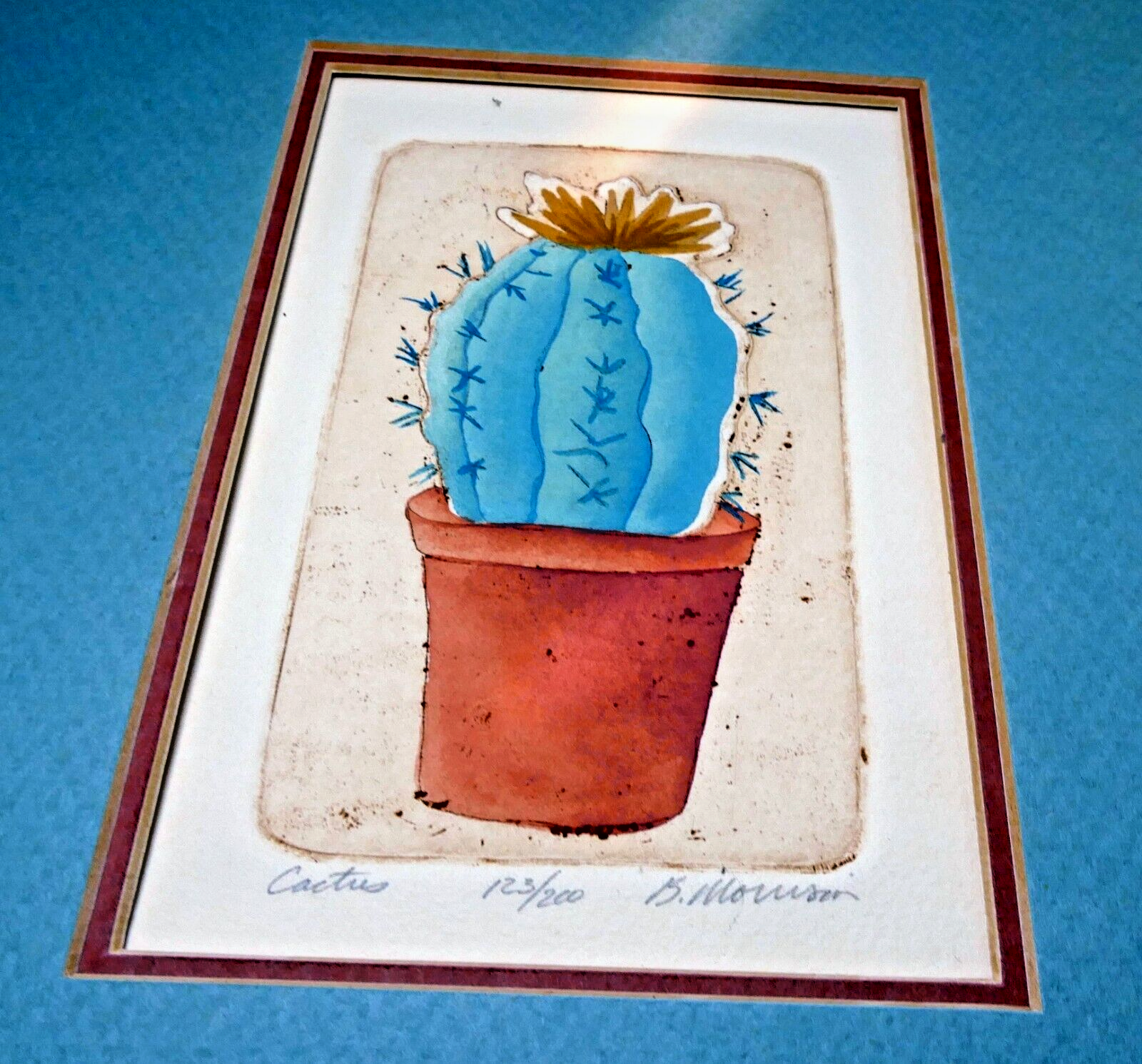 Brooke morrison "cactus" in pot limited edition signed etching 123/200