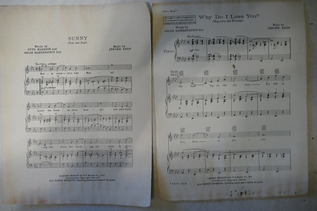 Why do i love you? sheet music 1927, from "show boat", jerome kern and oscar hammerstein 2nd