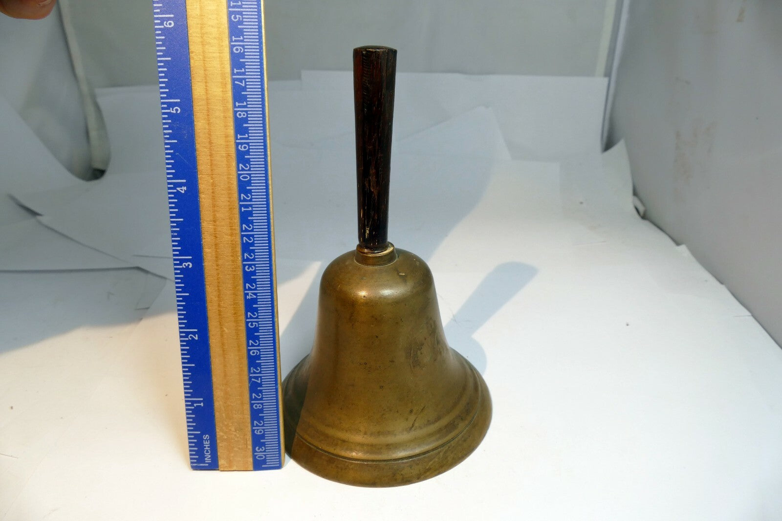 3" Solid Brass hand held School Diner with wooden handle 