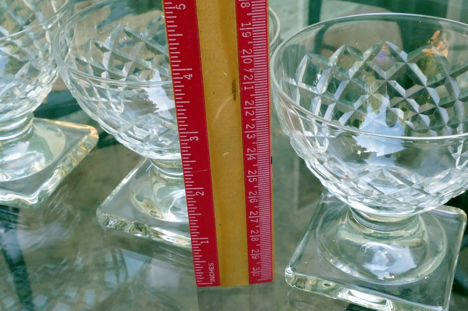 Waterford Goblet Desert Cup Set of 3 lot 3.5" Tall Square base Diamond