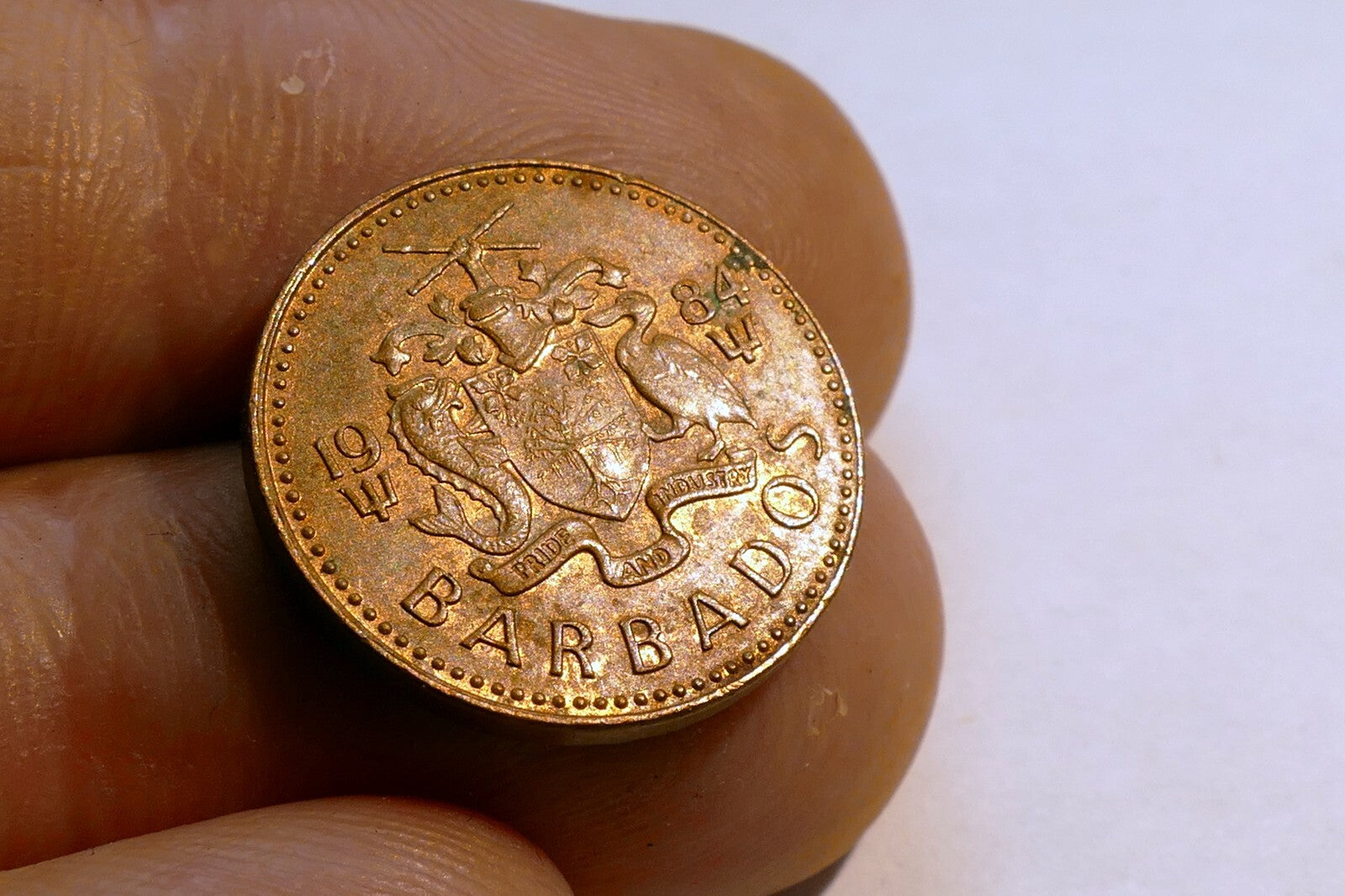 1984  BARBADOS ONE CENT TRIDENT BRONZE