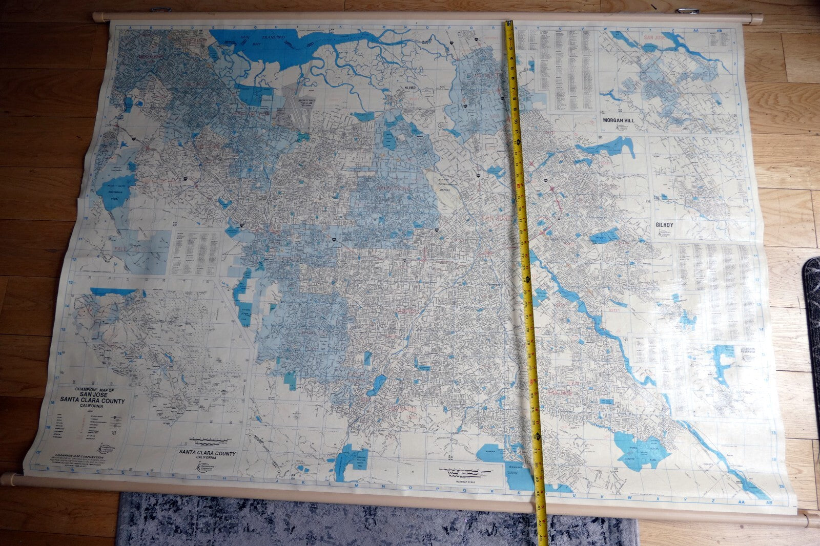 Wall hanging santa clara county map san jose silicon valley usa 58x42" ex large