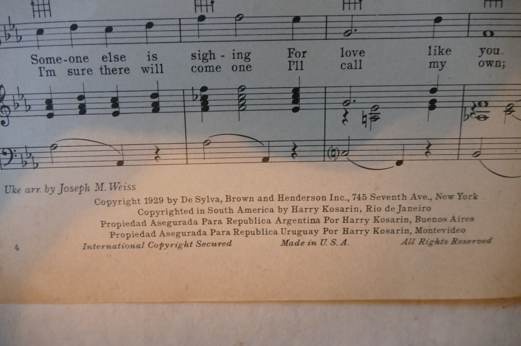 One Never Knows, 1929, from "Rich People", by Walter O'Keefe and Bobby Dolan