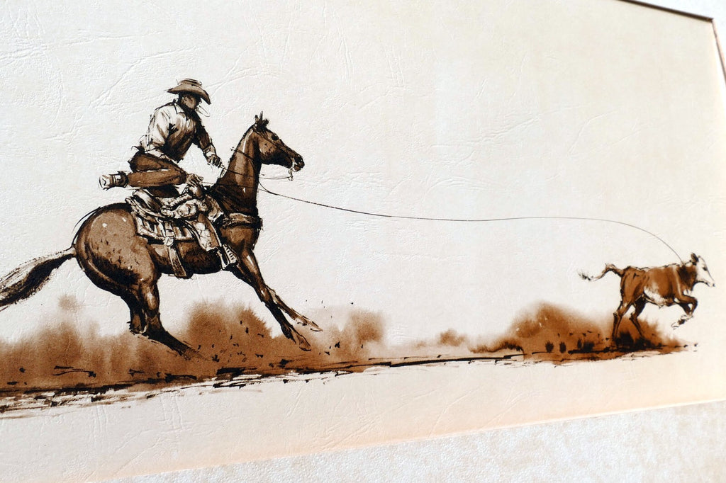 Original artwork by artist rodeo rider by dick rienstra lithograph 10x20"