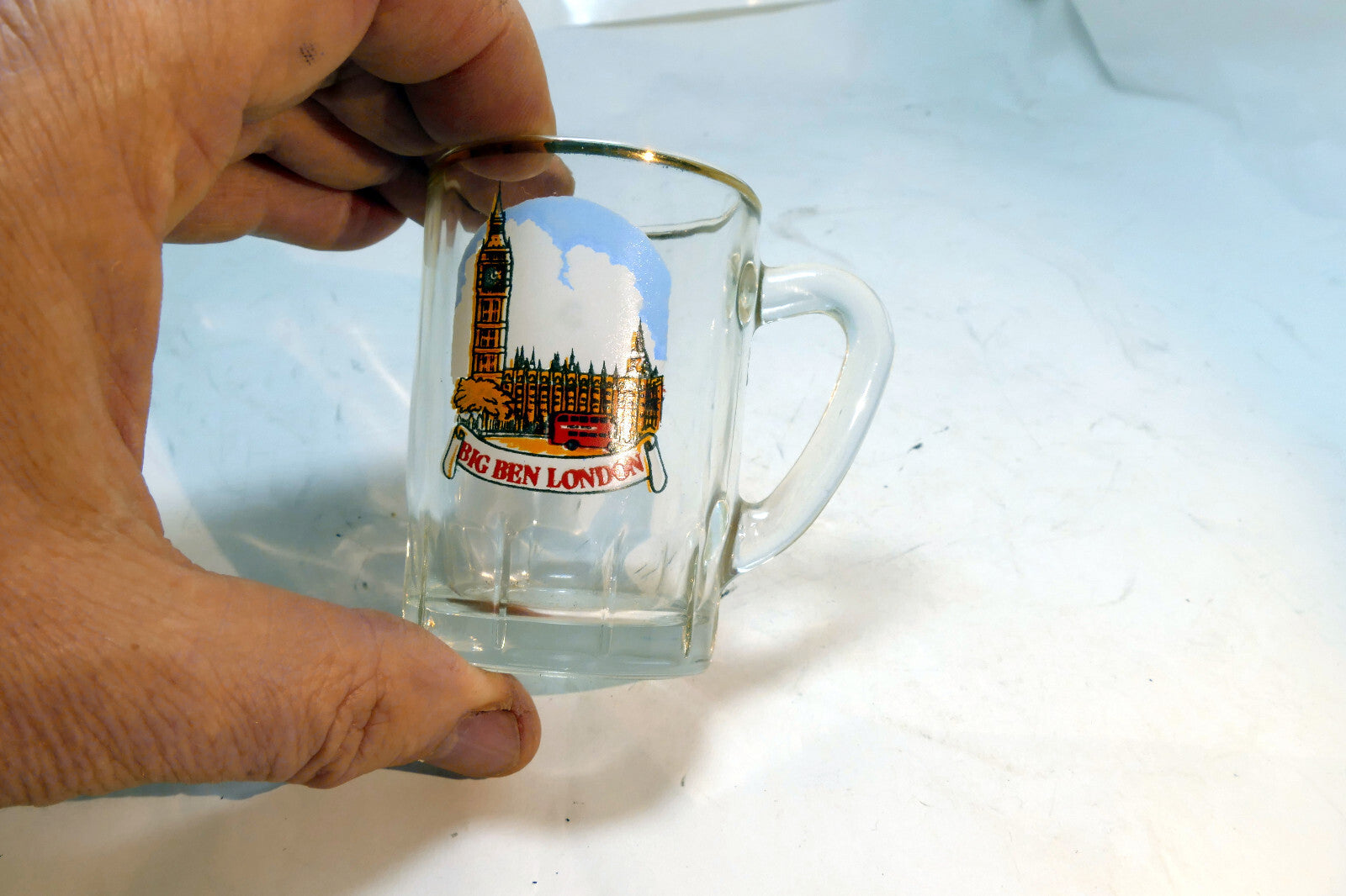 Big Ben London UK Shot Glass Souvenir with Gold Rim 3oz