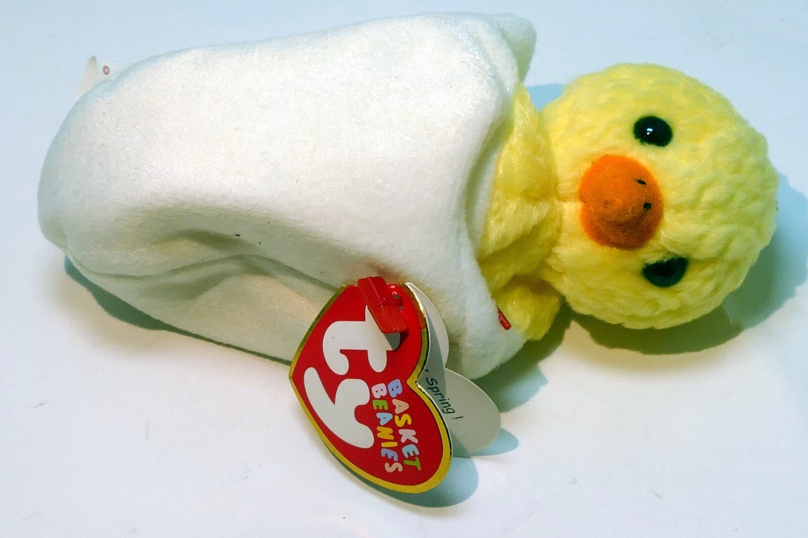 Ty basket beanie baby   eggbert the egg & chick stuffed animal toy 4" small