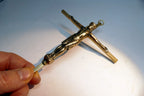 Brass Crucifix Wall Hanging INRI Antique Bronze Jesus Christ on Cross 5"x10"
