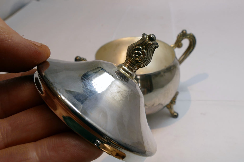 SILVER  PLATE  SUGAR BOWL with lid made in Indonesia