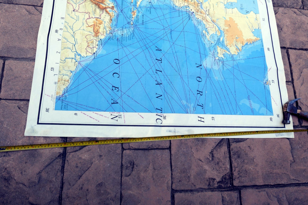 NORTH AMERICA ATLANTIC OCEAN - 40X56" extra Large MAP